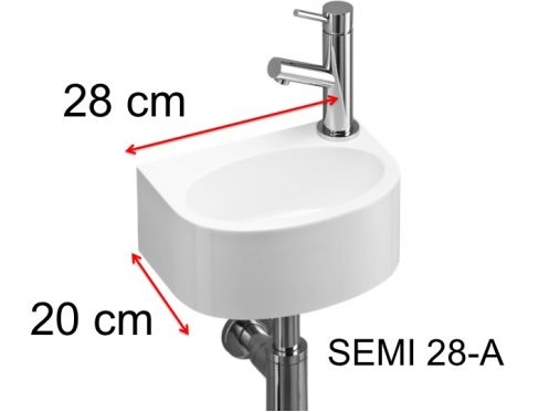Washbasin, 20x28 cm, tap on the right - SEMI 28 A