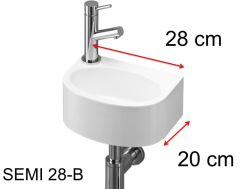 Washbasin, 20 x 28 cm, tap on the left - SEMI 28-B