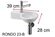 Washbasin, 23 x 39 cm, in ceramic, wall-hung - RONDO 23 B