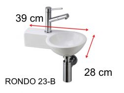 Round hand basin, 23 x 39 cm, ceramic, suspended - RONDO 23 B