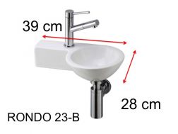 Washbasin, 23 x 39 cm, in ceramic, wall-hung - RONDO 23 B