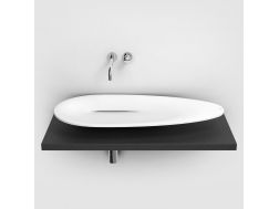 Design washbasin, countertop, 84x38 cm, in Aluite Matt Mineral Marble - FIRST