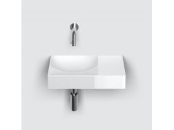 Washbasin, 38x19 cm, shelf on the right, wall-mounted tap - VALE 38