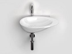 Hand basin 36 cm, with stainless steel support for faucets - FIRST