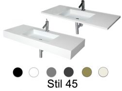Washstand, 50 x 150 cm, suspended or recessed, in mineral resin - STIL 45