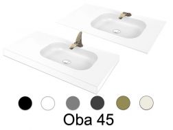Washstand, 50 x 120 cm, suspended or recessed, in mineral resin - OBA 45