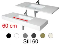 Washstand, 50 x 100 cm, suspended or recessed, in mineral resin - STIL 60