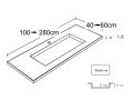 Double vanity top, 50 x 120 cm, suspended or recessed, in mineral resin - STIL 90
