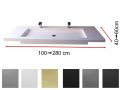 Double vanity top, 50 x 180 cm, suspended or recessed, in mineral resin - STIL 142