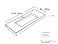 Double vanity top, 50 x 180 cm, suspended or recessed, in mineral resin - STIL 142