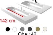 Double vanity top, 50 x 150 cm, suspended or recessed, in mineral resin - OBA 142