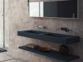 Double vanity top, 50 x 130 cm, suspended or recessed, in mineral resin - DOUBLE STIL 45 AT