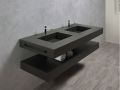 Double vanity top, 50 x 130 cm, suspended or recessed, in mineral resin - DOUBLE STIL 45 AT