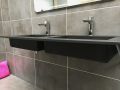 Double vanity top, 50 x 130 cm, suspended or recessed, in mineral resin - DOUBLE STIL 45 AT