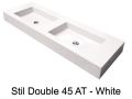 Double vanity top, 50 x 130 cm, suspended or recessed, in mineral resin - DOUBLE STIL 45 AT