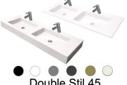 Double vanity top, 50 x 130 cm, suspended or recessed, in mineral resin - DOUBLE STIL 45 AT