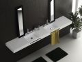 Double vanity top, 50 x 160 cm, suspended or recessed, in mineral resin - DOUBLE STIL 45 AT