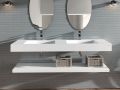 Double vanity top, 50 x 190 cm, suspended or recessed, in mineral resin - DOUBLE STIL 45 AT