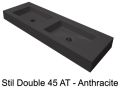Double vanity top, 50 x 190 cm, suspended or recessed, in mineral resin - DOUBLE STIL 45 AT