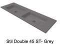 Double vanity top, 50 x 190 cm, suspended or recessed, in mineral resin - DOUBLE STIL 45 AT