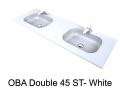 Double vanity top, 50 x 120 cm, suspended or recessed, in mineral resin - DOUBLE OBA 45 AT