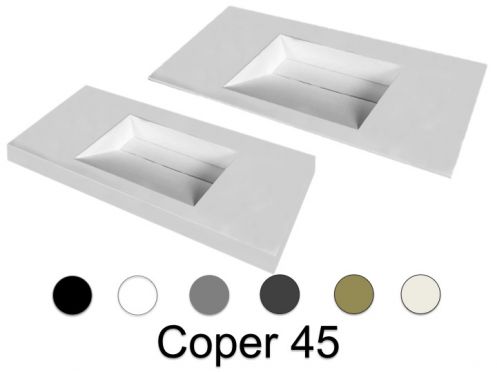 Washstand, 50 x 160 cm, suspended or recessed, in mineral resin - COPER 45