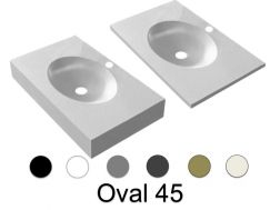 Vanity top, 121 x 46 cm, suspended or recessed, oval - OVAL 45