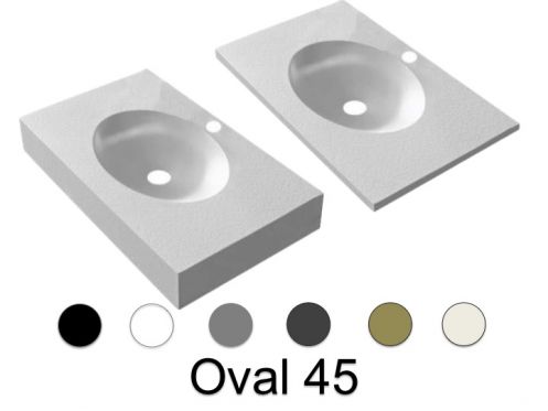 Vanity top, 121 x 46 cm, suspended or recessed, oval - OVAL 45