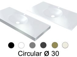 Washstand, 121 x 46 cm, suspended or recessed, round - CIRCULAR Ø 30