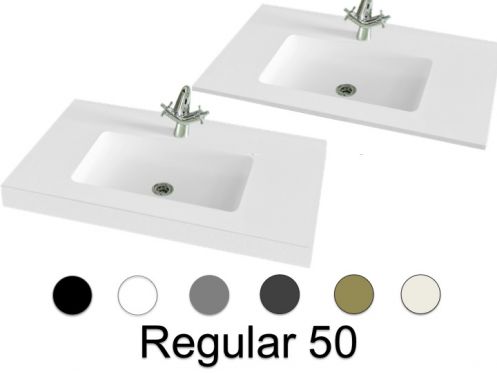 Washbasin top, 120 x 46 cm, suspended or table top, in mineral resin - REGULAR 50