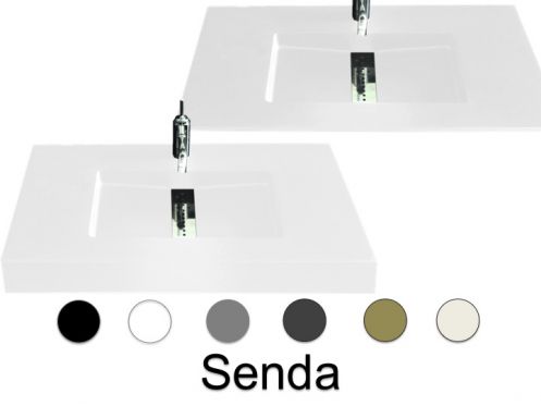 Washbasin central channel, 46 x 121 cm, suspended or recessed - SENDA