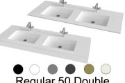 Double wash basin top, 130 x 46 cm, suspended or recessed - REGULAR 50 DOUBLE