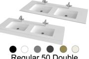 Double wash basin top, 180 x 46 cm, suspended or recessed - REGULAR 50 DOUBLE