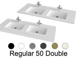 Double wash basin top, 190 x 46 cm, suspended or recessed - REGULAR 50 DOUBLE
