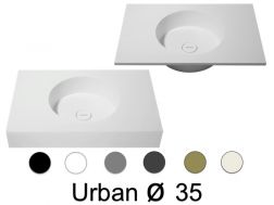 Washbasin top, 120 x 46 cm, hanging or standing, round shape - URBAN Ø35
