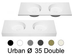 Double washbasin top, 100 x 46 cm, hanging or standing, round shape - URBAN Ø35 DOUBLE