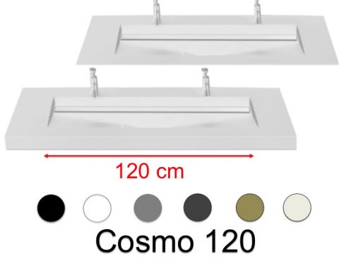 Double washbasin top, 140 x 46 cm, washbasin washbasin - COSMO 120