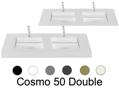Double washbasin top, 120 x 50 cm, washbasin washbasin - COSMO 50 Double