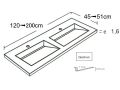 Double washbasin top, 120 x 50 cm, washbasin washbasin - COSMO 50 Double