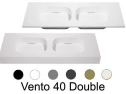 Double washbasin top, 100 x 50 cm, suspended or table top, in mineral resin - VENTO 40 DOUBLE