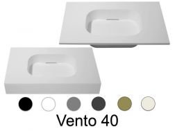 Design vanity top, 100 x 50 cm, suspended or standing, in mineral resin - VENTO 40