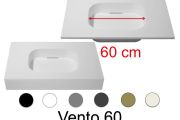 Design vanity top, 80 x 50 cm, suspended or standing, in mineral resin - VENTO 60
