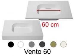 Design vanity top, 150 x 50 cm, suspended or standing, in mineral resin - VENTO 60