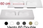 Double washbasin top, 200 x 50 cm, suspended or table top, in mineral resin - VENTO 60 DOUBLE