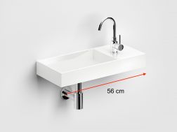 Washbasin, 56 x 24 cm,  straight tap - MINI WASH ME 56 RIGHT
