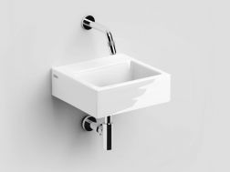 Washbasin, 27 x 28 cm, white ceramic, wall-mounted taps - FLUSH 1 