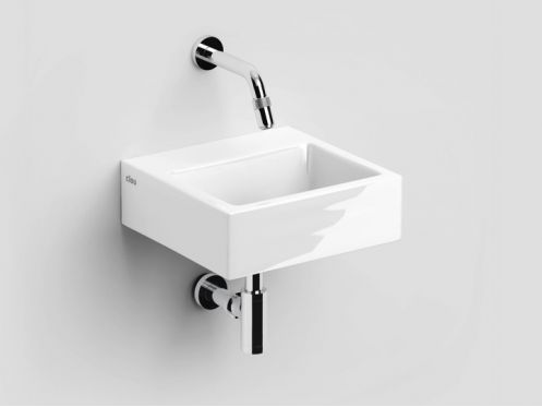 Washbasin, 27 x 28 cm, white ceramic, wall-mounted taps - FLUSH 1 