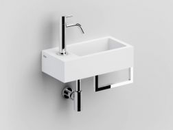 Washbasin, 18 x 36 cm, tap on the left, with towel rail, chrome - FLUSH 3 LEFT