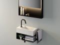 Hand basin, 18 x 36 cm, with black towel rail - FLUSH 3 LEFT