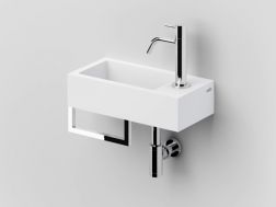 Washbasin, 18 x 36 cm, tap on the right, with towel rail, chrome - FLUSH 3 RIGHT